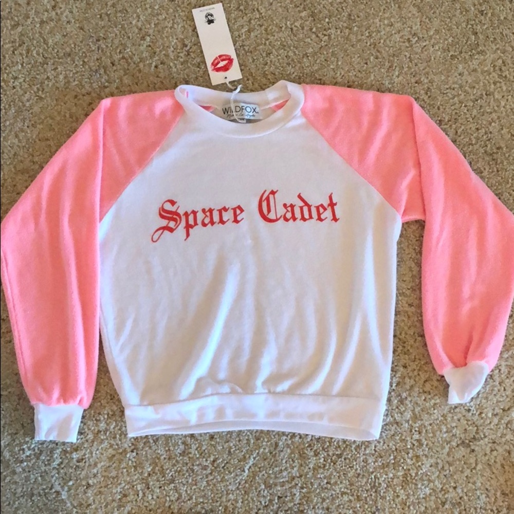 Wildfox space cadet baseball sleeve sweatshirt